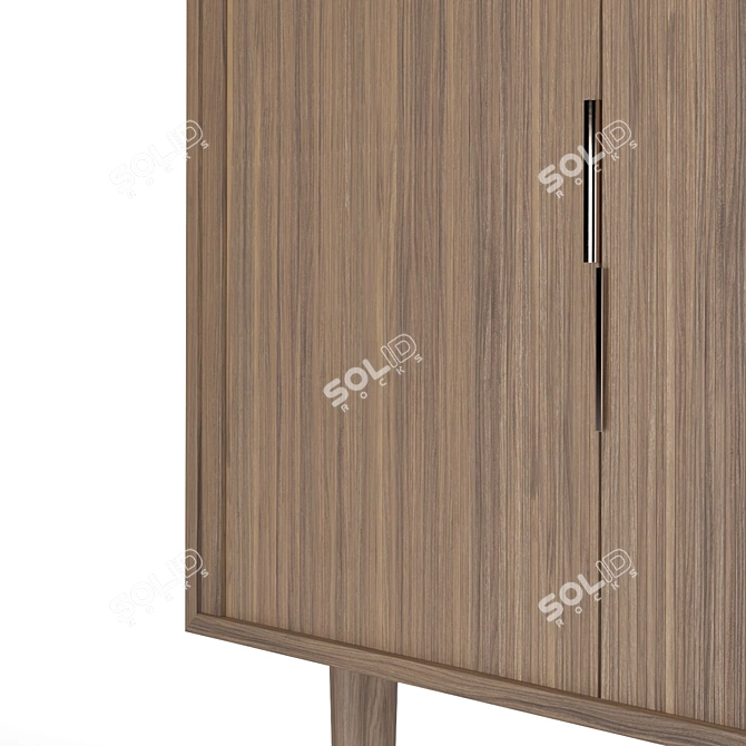 Sleek Mid-Century Credenza 3D model image 2