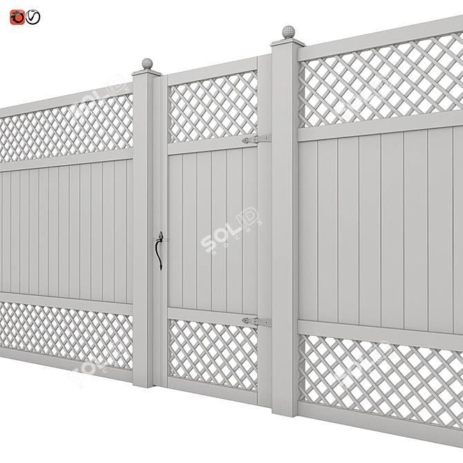 Classic White Picket Fence 3D model image 2