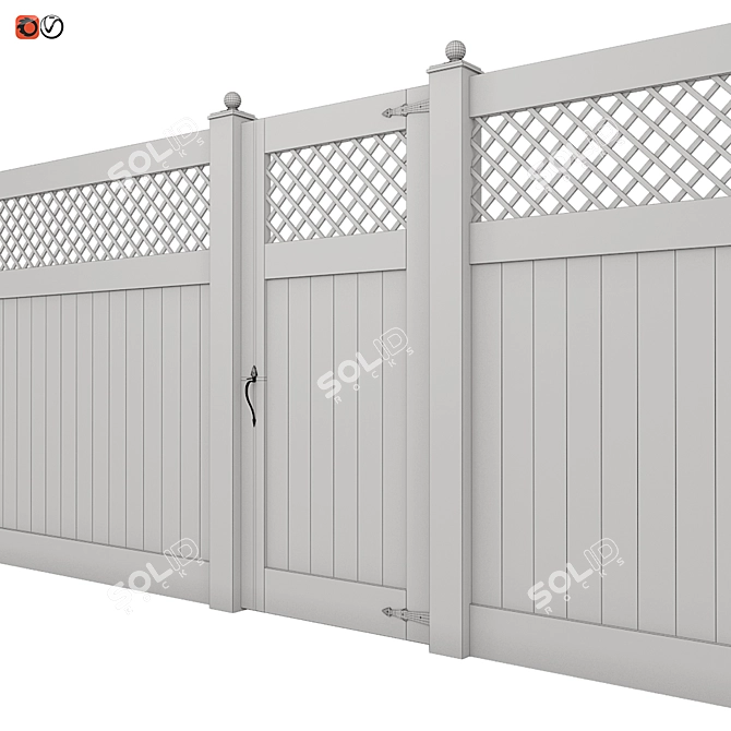 Classic White Fence 180cm 3D model image 2