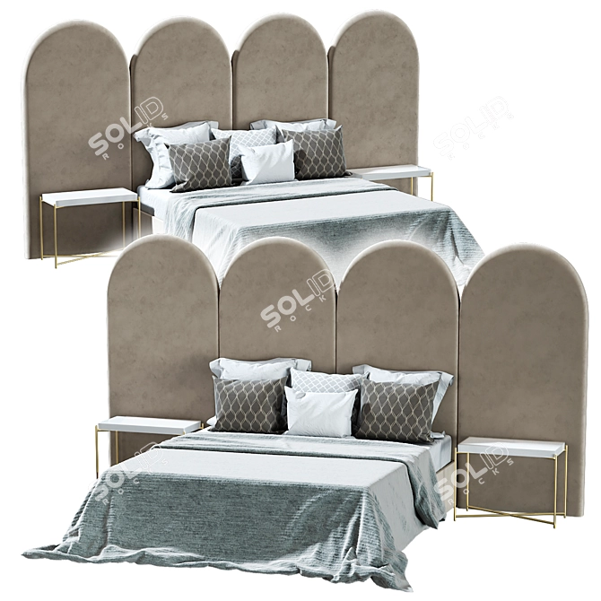 Elegant Alba Bed - Queen Size 3D model image 1