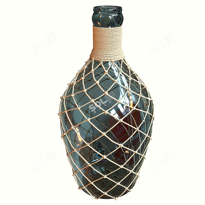 Vintage Bottle with Wooden Handle 3D model image 3