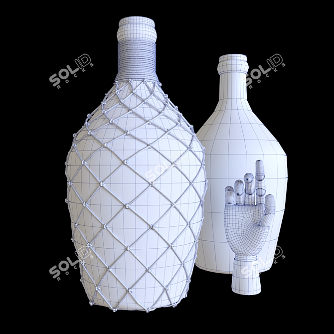 Vintage Bottle with Wooden Handle 3D model image 4