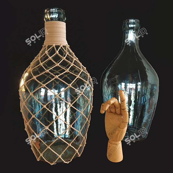Vintage Bottle with Wooden Handle 3D model image 8