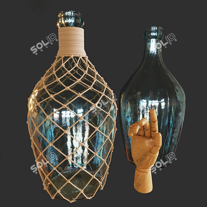 Vintage Bottle with Wooden Handle 3D model image 10