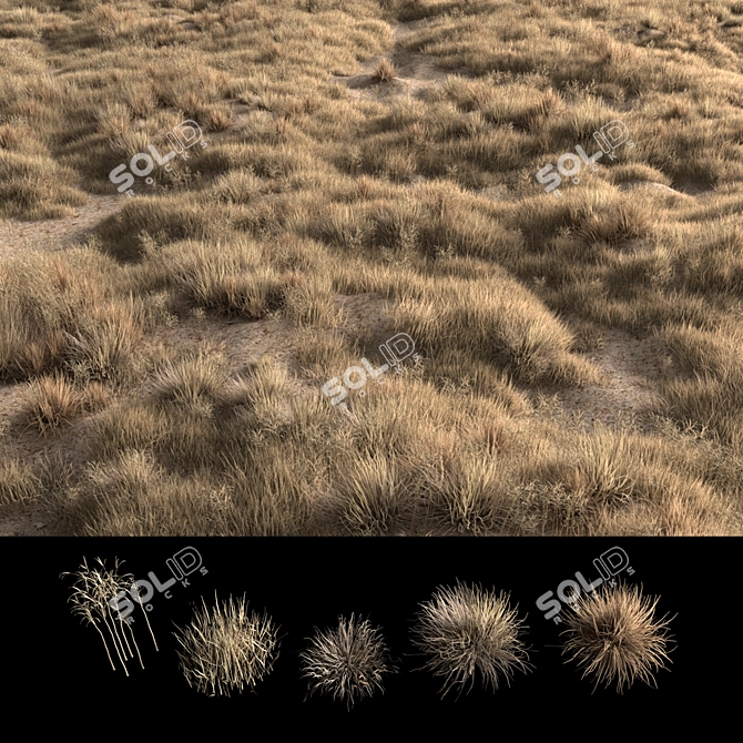  Rustic Dried Grass Bundle 3D model image 4