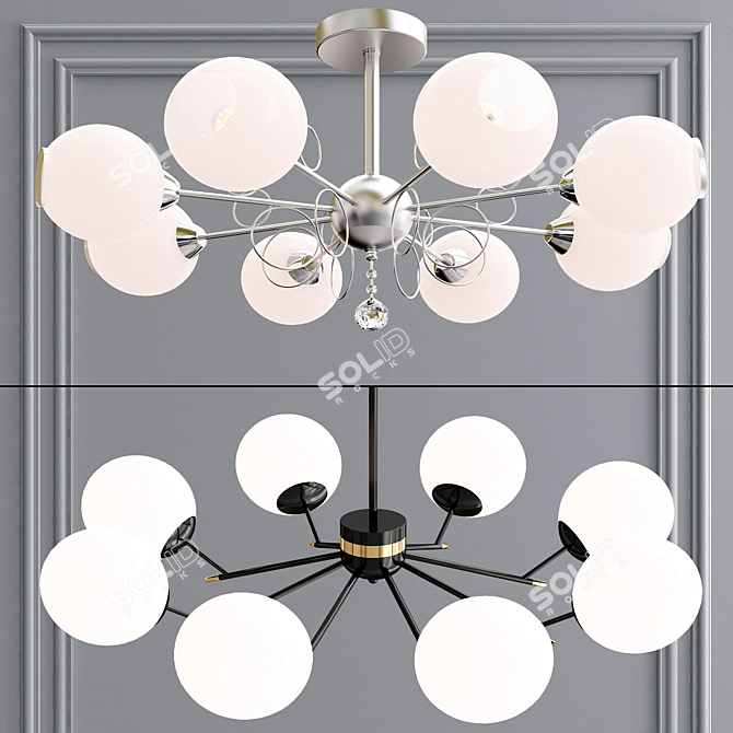Elegant Glass Ball Chandeliers - Tondo Collection 3D model image 3