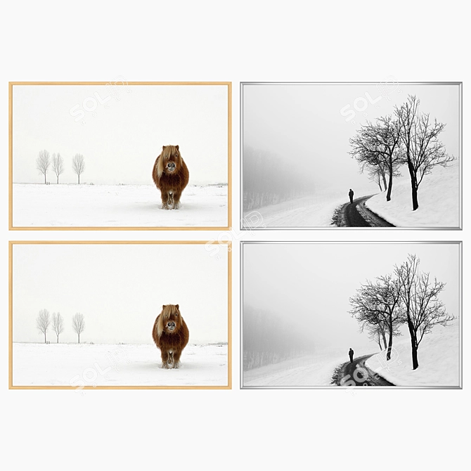 Title: Duo Artworks with Multiple Frames 3D model image 3