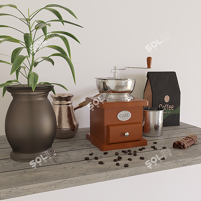 Elegant Coffee Set: 8-Piece Decorative Delight 3D model image 1