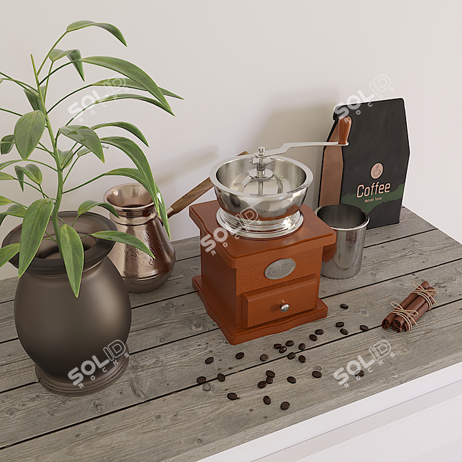 Elegant Coffee Set: 8-Piece Decorative Delight 3D model image 2
