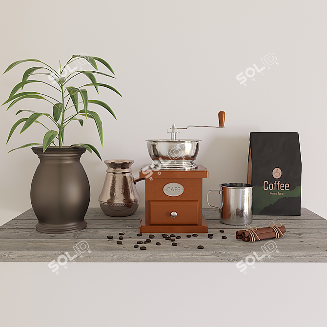 Elegant Coffee Set: 8-Piece Decorative Delight 3D model image 3