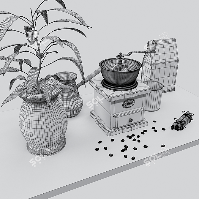 Elegant Coffee Set: 8-Piece Decorative Delight 3D model image 4