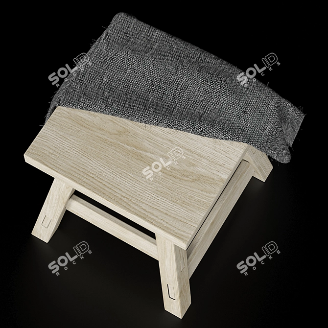 Elegant Wooden Stool 3D model image 6