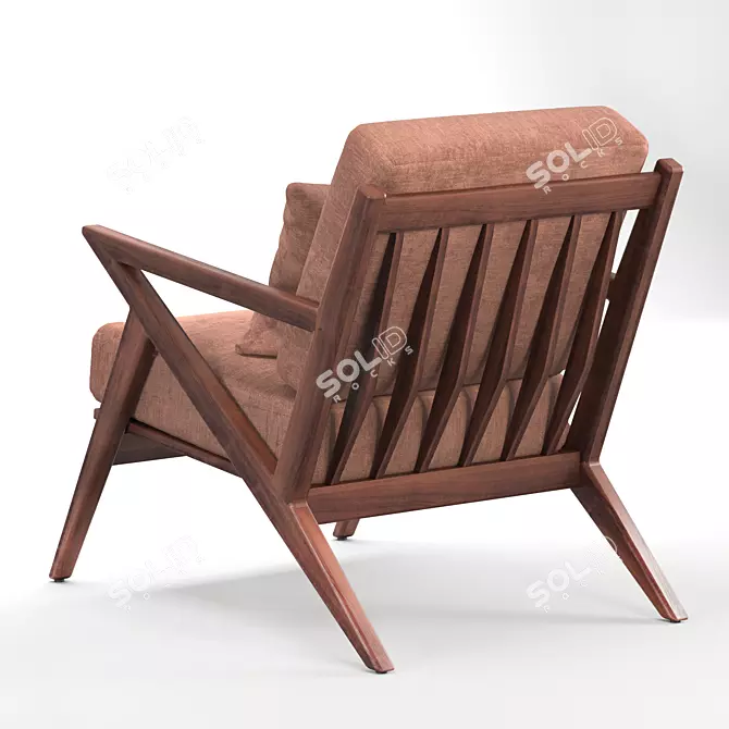 Wooden Fabric Armchair 3D model image 2