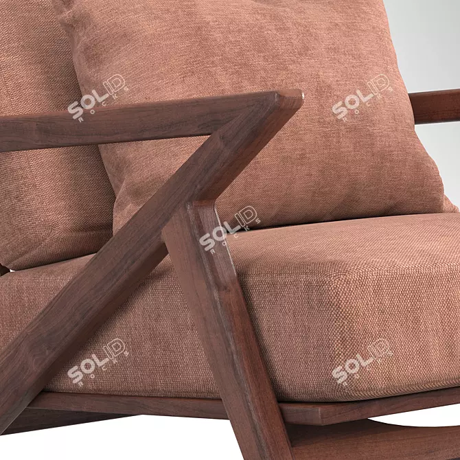 Wooden Fabric Armchair 3D model image 3