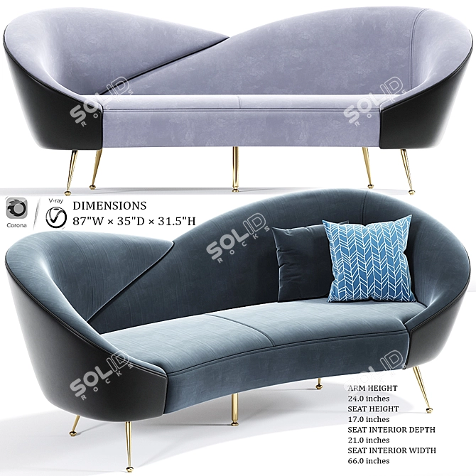 Wing Curved Sofa: Modern Elegance for Ultimate Comfort 3D model image 1