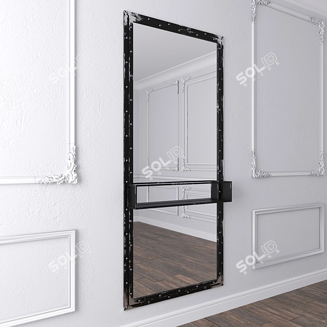 Industrial Metal Frame Loft Mirror 3D model image 2