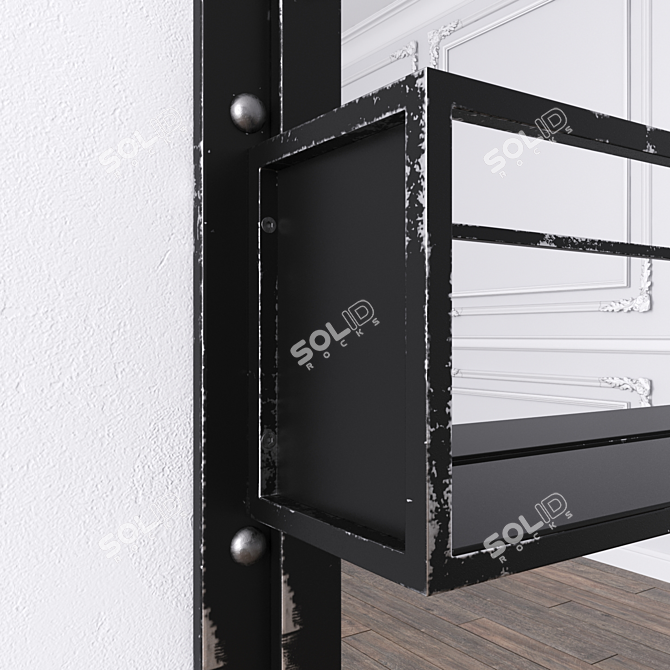 Industrial Metal Frame Loft Mirror 3D model image 3