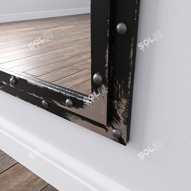 Industrial Metal Frame Loft Mirror 3D model image 4