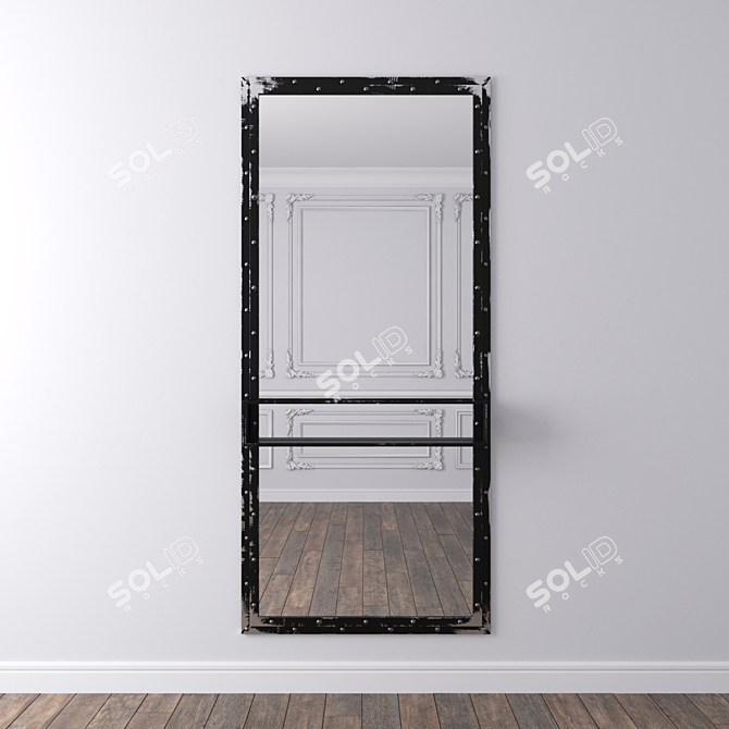 Industrial Metal Frame Loft Mirror 3D model image 5