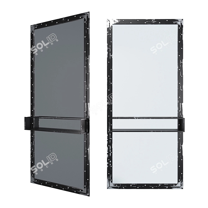 Industrial Metal Frame Loft Mirror 3D model image 9
