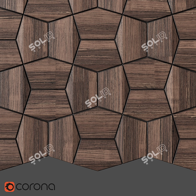 Modular Wooden 3D Cladding 3D model image 2