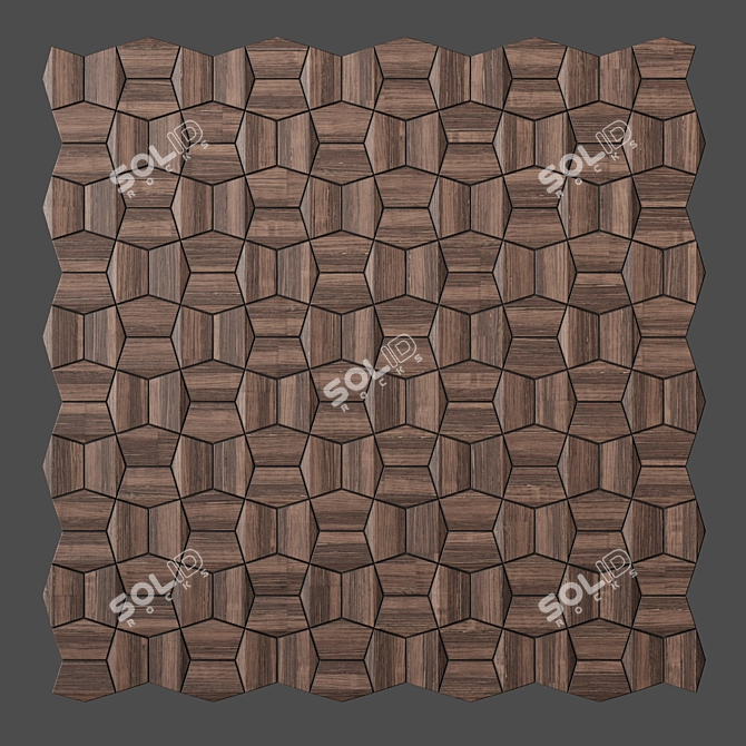 Modular Wooden 3D Cladding 3D model image 1