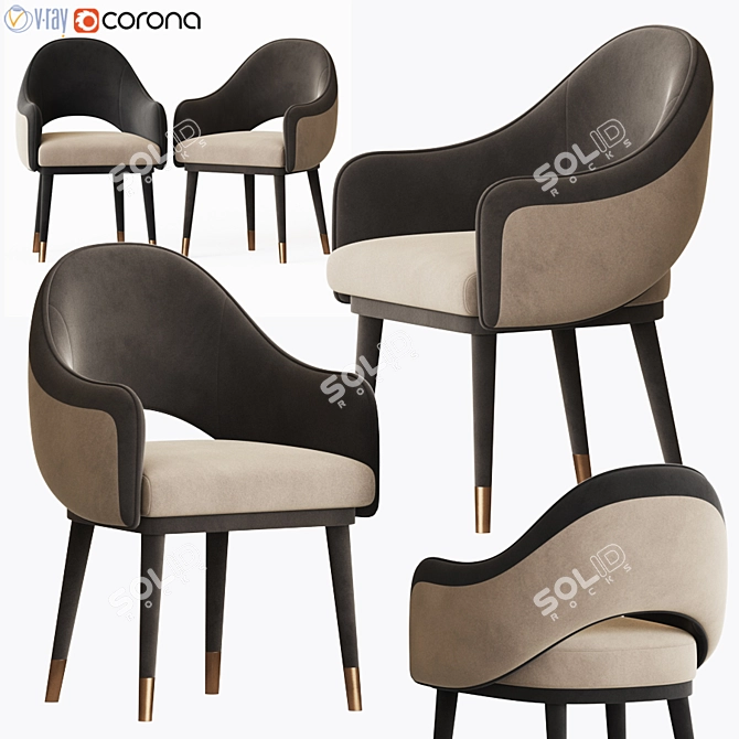 Elegant Black & White Armchair 3D model image 1