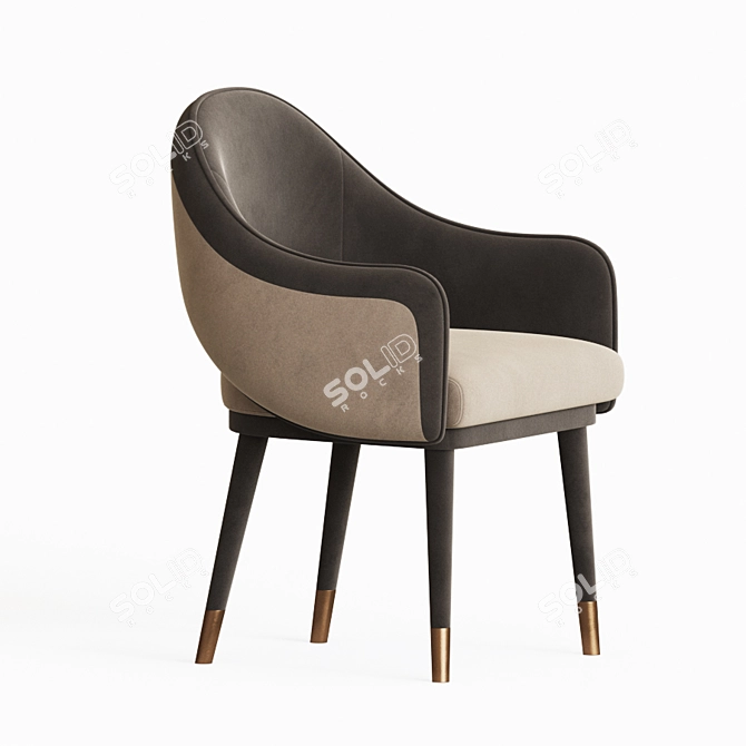 Elegant Black & White Armchair 3D model image 2