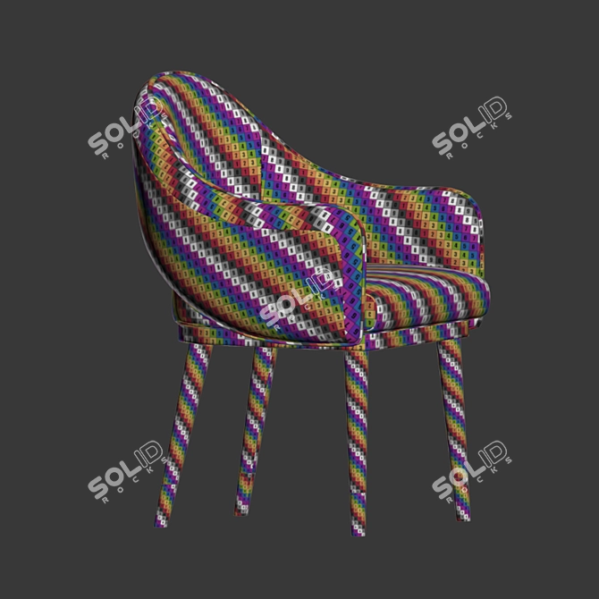 Elegant Black & White Armchair 3D model image 5