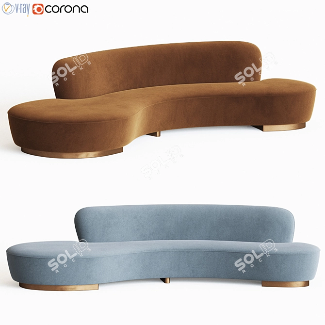 Elegant Serpentine Sofa by Vladimir Kagan 3D model image 1