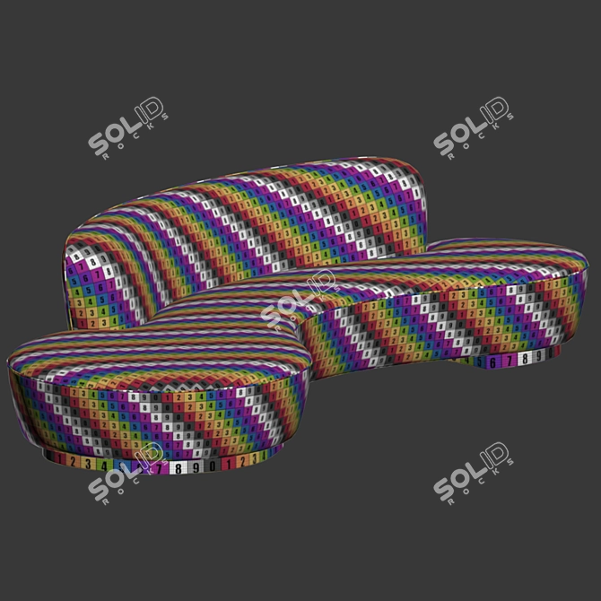 Elegant Serpentine Sofa by Vladimir Kagan 3D model image 5