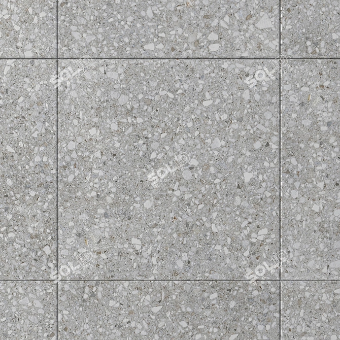 Terrazzo Gray Stone Wall Tiles: Modern Multi-Texture Design 3D model image 2