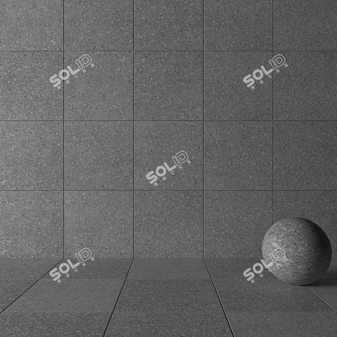 Terrazzo Gray Stone Wall Tiles: Modern Multi-Texture Design 3D model image 3