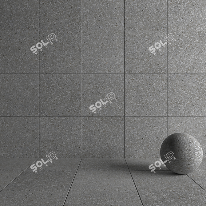 Terrazzo Gray Stone Wall Tiles: Modern Multi-Texture Design 3D model image 4