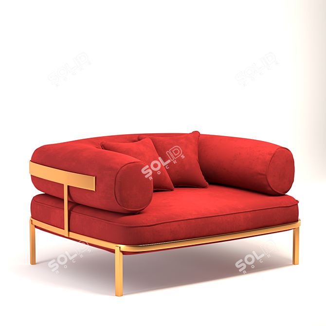 Baxter Belted Armchair: Comfort with Style 3D model image 5