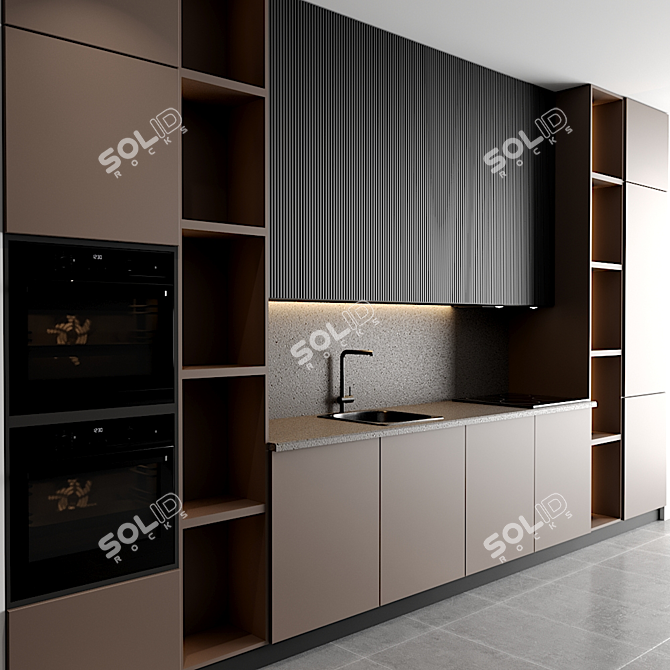 Modern Modular Kitchen Design 3D model image 3