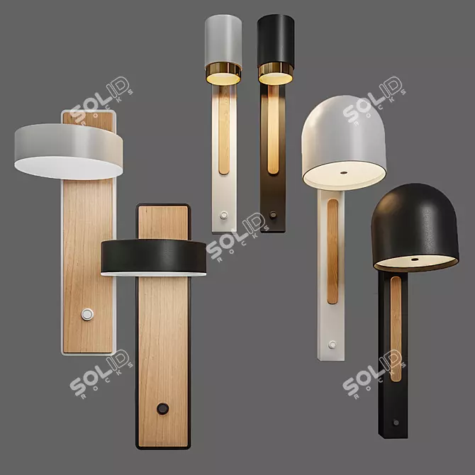 Sleek Wall Light Collection: Lampatron Vic Amo Sif 3D model image 1