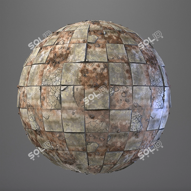 Premium Stone Tile - Damaged 3D model image 1