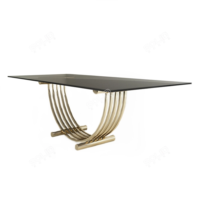 Elegant Brass Artistry Dining Table 3D model image 1