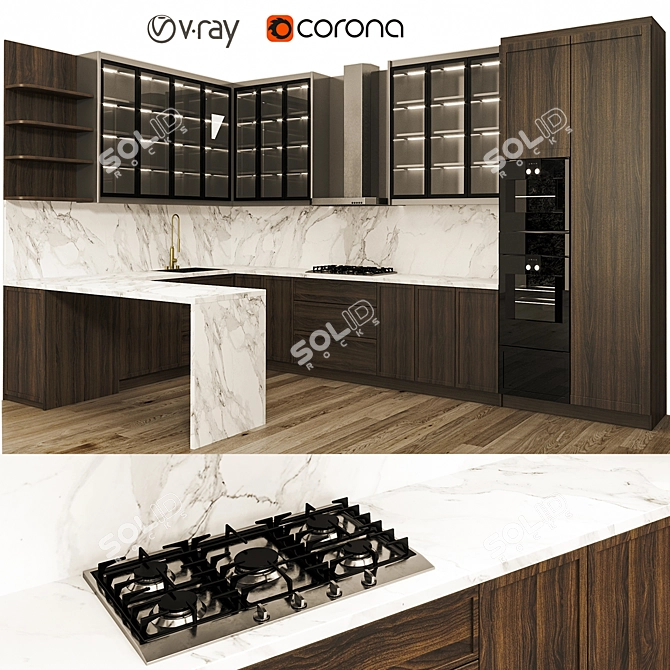 Versatile High-Quality Kitchen Set 3D model image 1