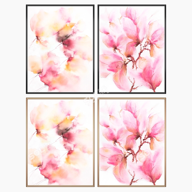 Elegant Wall Art Set with Multiple Frames 3D model image 2