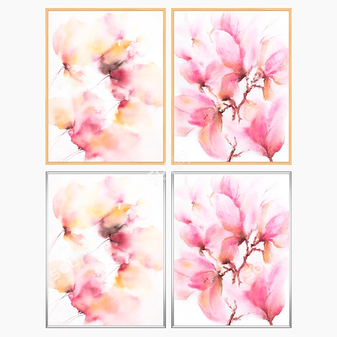 Elegant Wall Art Set with Multiple Frames 3D model image 3