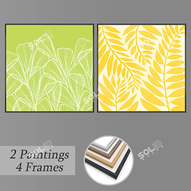 Title: Contemporary Wall Art Set with Multiple Frame Options 3D model image 1