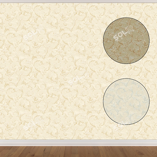 Versatile Wallpaper Set: Seamless, 3 Colors 3D model image 1