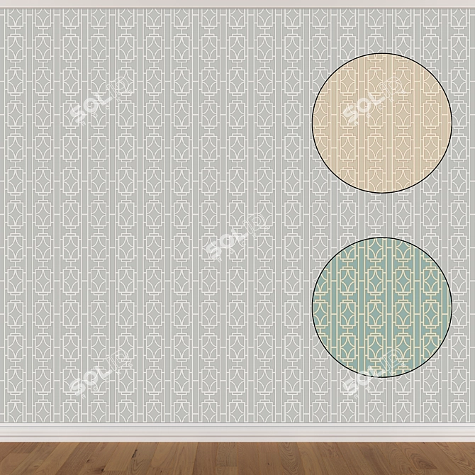 Seamless Wallpaper Set: 3 Colors 3D model image 1