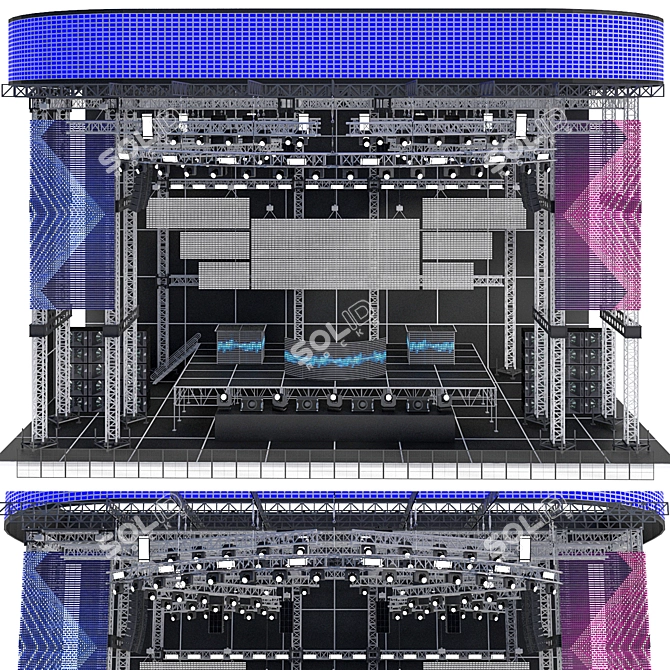 EDM Concert Stage: High-Energy Lighting & Powerful Speakers 3D model image 1