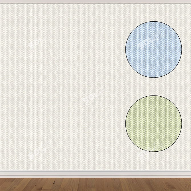 Seamless Wallpaper Set 3 Colors 3D model image 1