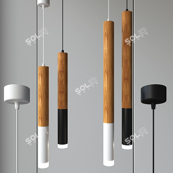 Sleek Aluminum Pendant Lamp 3D model image 1