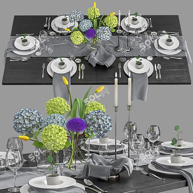 Elegant Table Setting for Corona Render 3D model image 1