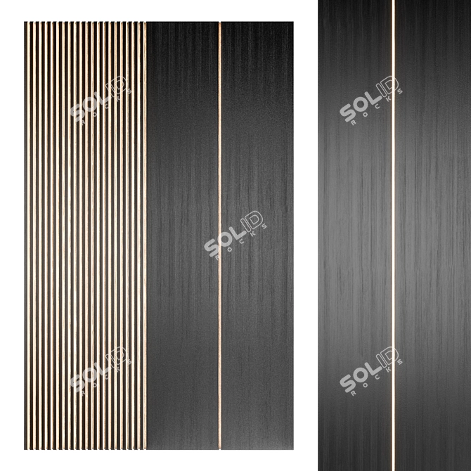 Modern Slatted Wall Panel 3500x2200mm 3D model image 1